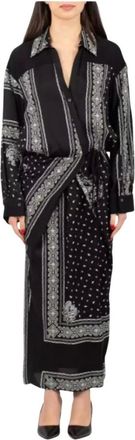 Pinko Vestido Camisero Largo Cruzado - Dresses - Mujer - Negro - L