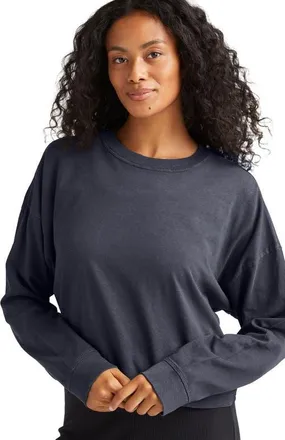 Richer Poorer Inc. The Relaxed Crop Long Sleeve Tee in Blue Steel at Nordstrom, Size X-Small