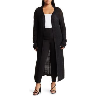 By Design Tanisha Openwork Duster Cardigan in Black at Nordstrom Rack, Size 0X