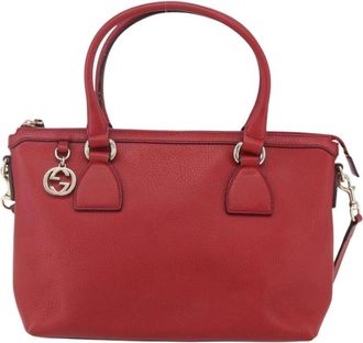 Gucci Pre-owned Handbags, female, Red, Size: ONE SIZE Pre-owned Vintage Leather Top Handle Bag with Interlocking G Charm
