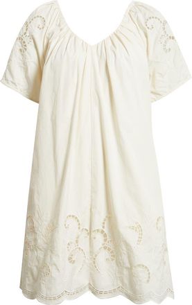 Nordstrom Schiffly Cutwork Embroidery Minidress in Ivory Tofu at Nordstrom, Size Xx-Small