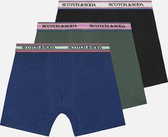 Scotch & Soda Mens Scotch & Soda Solid Cotton Stretch 3 Pack Boxer Brief Black/green/blue - Navy - Size: 35/34/32