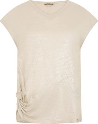Herno Linnen T-shirt - Dames - Blouses - Beige - M - Linnen - Overhemden