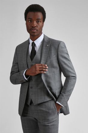 Ted Baker Mens Long Sleeve Slim Fit Suit Jacket in Silver Wool - Size 38 (Chest)
