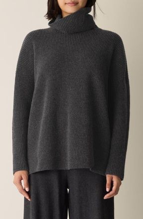 Eileen Fisher Rib Turtleneck Sweater in Charcoal at Nordstrom, Size X-Large