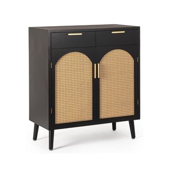 BIZZOTTO Aparador De Madera Negro Estilo Vintage 80x40x92 Josine Yes