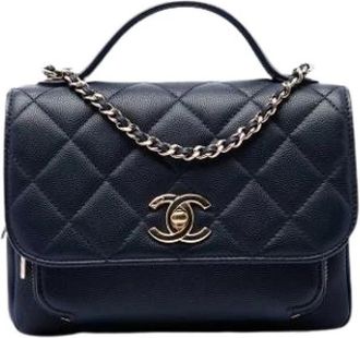 Chanel Pre-owned Business Affinity Flap Bag - Dames - Vintage Handtas - Blauw - ONE Size - Leer - Vintage