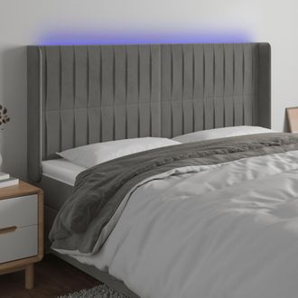 vidaXL Cabecero Con Led De Terciopelo Gris Claro 183x16x118/128 Cm Vidaxl
