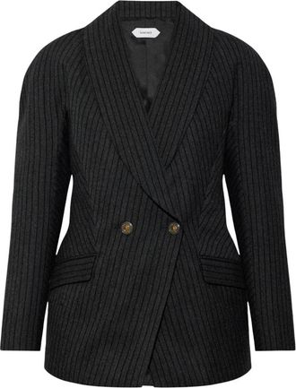 Versace Pinstripe Wol Twhile Blazer - Dames - Blazers - Grijs - S - Wol - Jassen