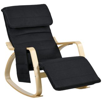 HOMCOM Rocking Chair Recliner Armchair With Adjustable Footrest - Black | TJ Hughes