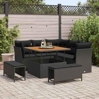 vidaXL Conjunto De Sof&aacute; De Jard&iacute;n 8 Pcs Beige Rat&aacute;n Sint&eacute;tico Vidaxl