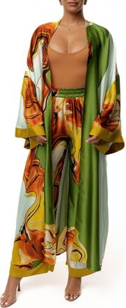 JLUXLABEL Nola Satin Maxi Duster in Green at Nordstrom, Size Small