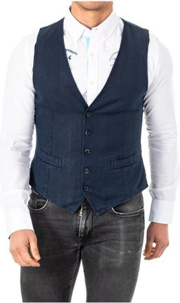 La Martina Gilet - Heren - Gillet - Blauw - S - Linnen - Kostuums