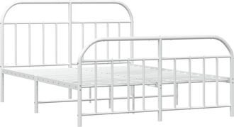 vidaXL Estructura Cama Sin Colch&oacute;n Con Estribo Metal Blanco 150x200 Cm Vidaxl