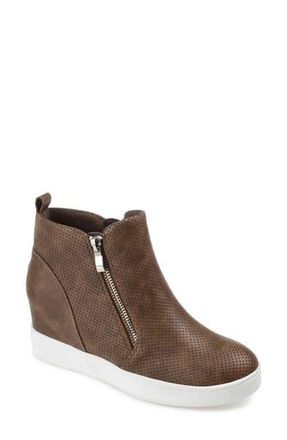 Journee Collection JOURNEE Pennelope Wedge Heel Sneaker in Brown at Nordstrom Rack, Size 10