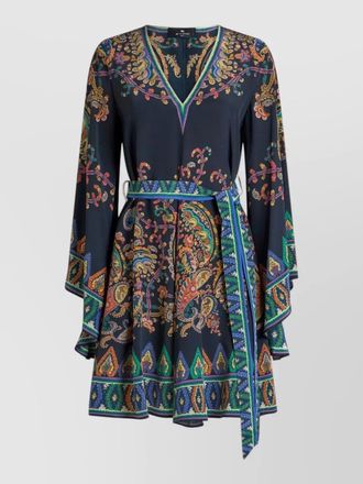 Etro belted paisley dress v neckline