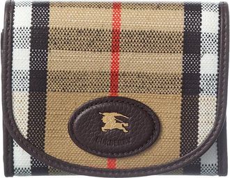 Burberry Highlands Check Canvas & Leather Compact Wallet