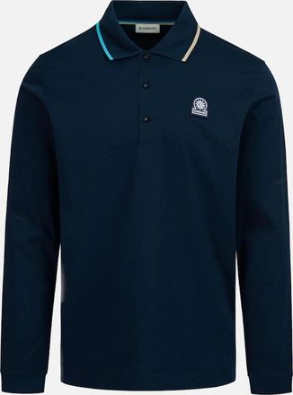 Sandbanks Mens Sandbanks LS Tipped Collar Polo Shirt Navy - Size: 40