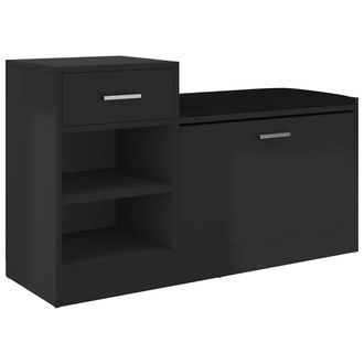 vidaXL Vidaxl - Banco Zapatero Madera De Ingenier&iacute;a Negro Brillo 94,5x31x57 Cm
