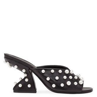 Ferragamo Sansu Pearly-Stud Slide Sandals, Size 7 C