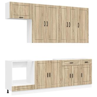 vidaXL Unidad De Cocina Porto 8 Uds. Roble Sonoma Madera De Ingenier&iacute;a Vidaxl