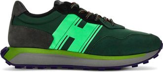 Hogan Groene su&egrave;de sneakers met technische stofinzetstukken - Heren - Sneakers - Groen - 40 EU - Su&egrave;de - Schoenen