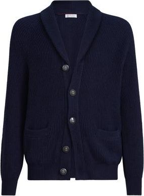 Brunello Cucinelli English rib knit cardigan in Navy Blue at Nordstrom, Size 50 It