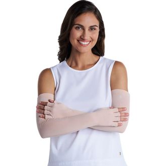 Coolibar Perpetua Long Fingerless UV Sun Gloves, UPF 50+ Sun Protection in Beige at Nordstrom, Size X-Small