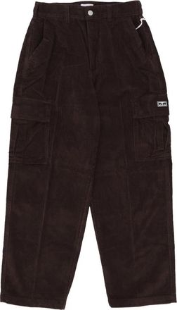 Obey Ribfluwelen Cargo Broek in Java Bruin - Heren - Wijde Broeken - Bruin - W28 - Katoen - Broeken