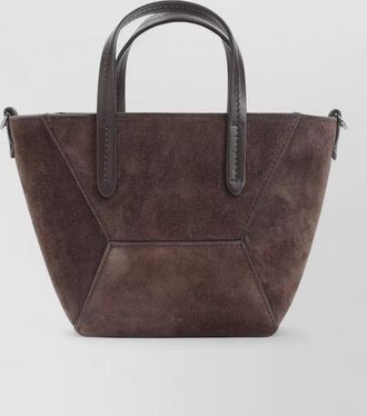Brunello Cucinelli mini suede tote bag top handles strap