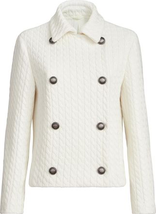 Brunello Cucinelli Cable knit blazer in White at Nordstrom, Size 46 It