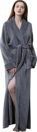 Generic Womens Dressing Gowns Nightdress for Women UK Fleece Bathrobe Thickend Winter Warm Nightgowns Shawl Collar Elegant Night Dress Soft Comfortable Lounge