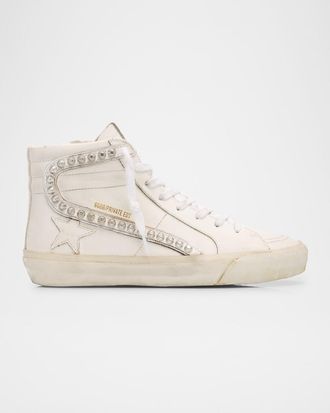 Golden Goose Slide Leather Stud Mid-Top Sneakers