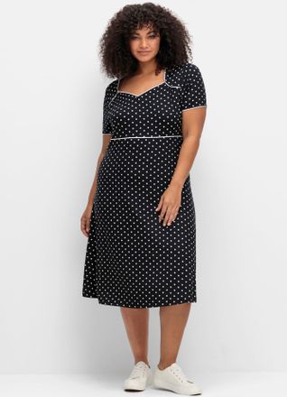 Sheego Jerseykleid SHEEGO BY JOE BROWNS Jerseykleid, Damen, Gr. 42, Normalgr&ouml;ssen, schwarz (schwarz, gemustert), 95% Viskose, 5% Elasthan, bedruckt, gemuster