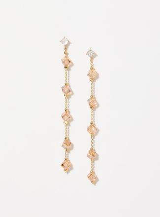 Simons Womens Faceted gemstone and chain long earrings