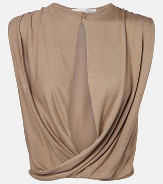 Aya Muse Esme cutout draped silk-blend crop top