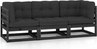 vidaXL Sof&aacute; De Jard&iacute;n 3 Plazas Con Cojines Madera Maciza De Pino Vidaxl