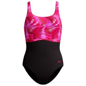 Speedo Print Contour Eclipse One Piece Badeanzug f&uuml;r Damen | schwarz