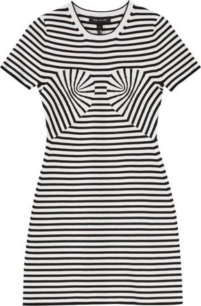 Marc Jacobs Gestreepte Gebreide Jurk - Dames - Korte kleedjes - Zwart - L - Nylon - Kleedjes