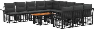 vidaXL Conjunto De Sof&aacute;s De Jard&iacute;n 12 Uds. Negro Y Gris Oscuro Vidaxl