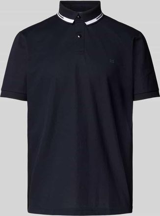 Christian Berg Poloshirt mit kurzer Knopfleiste und Logo-Print in Marine, Größe 3XL