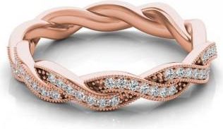 Allurez Diamond Twisted Wedding Band 14k Rose Gold (0.20ct)