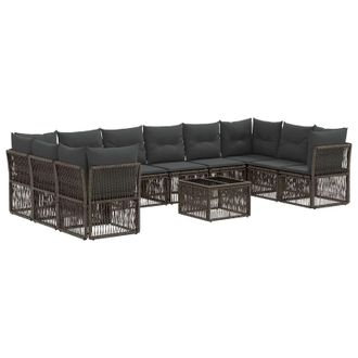 vidaXL Conjunto De Sof&aacute;s De Jard&iacute;n 11 Pcs Gris Rat&aacute;n Sint&eacute;tico Vidaxl