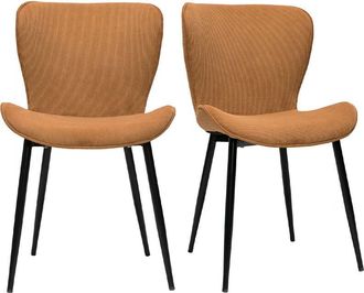 Miliboo Miliboo - Set De 2 Sillas De Dise&ntilde;o De Pana Amarillo Curry Y Metal Negro Addict