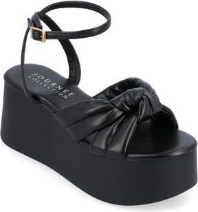 Journee Collection Lailee Ankle Strap Platform Sandal in Black at Nordstrom Rack, Size 9.5