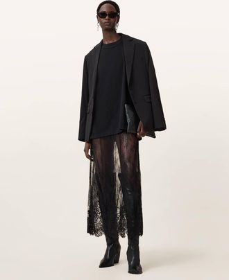 AllSaints Polyamide Arran Lace Ankle Length Skirt, Size: UK 14/US 10