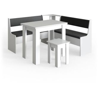 Vicco Gruppo panca ad angolo Roman, Bianco, 150 x 41.5 cm con tavolo, Vicco