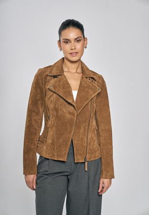 Freaky Nation Lederjacke FREAKY NATION Taxi Driver-FN, Damen, Gr. XXXL(46), braun (cognac), Oberstoff: 100% Leder; Futter: 100% Polyester, figurbetont, Jacken Leder