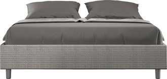 ITYhome Letto Matrimoniale Rivestito In Tessuto Labirinto - Azelia - Dimensione Rete: 160x200 - Colore: Grigio - Tipologia Letto: Con Rete E Contenitore