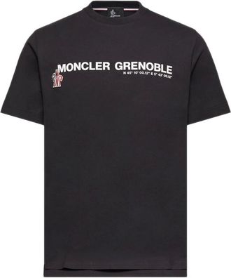 Moncler Camiseta de cuello redondo acanalado - Tops - Hombre - Negro - S